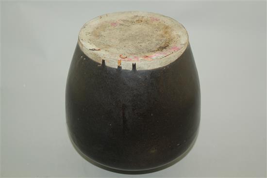 A Chinese Henan ware black glazed ovoid jar, Song dynasty, 23.5cm